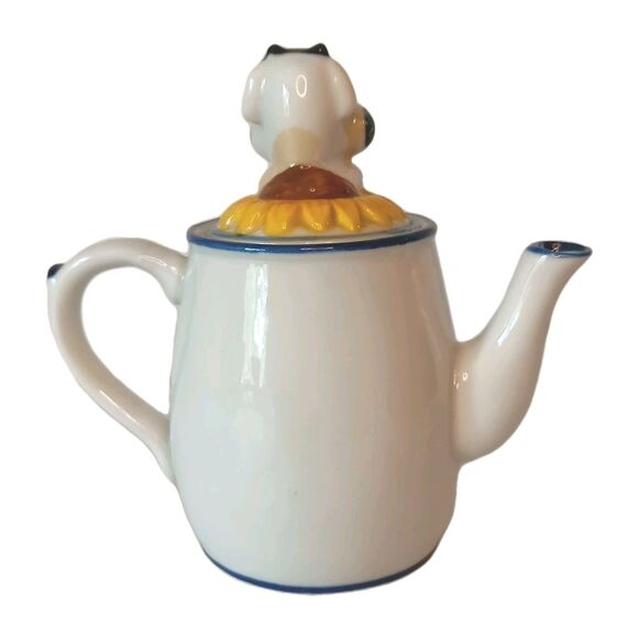 Cow With Sunflowers Ceramic Small Teapot Or Large Creamer Kitschy 6" x 7" - Picture 2 of 11